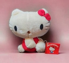 Vintage 1976 Sanrio Hello Kitty 4.5&quot; Plush stuffed Animal Toy Red Corduroy - $39.59