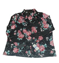THALIA SODI Intimates Ladies Notched Collar Floral Pajama Top, BLACK, XL - $10.30