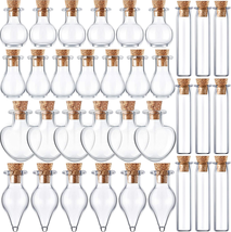 50 Pieces Mini Jars with Cork Stoppers Tiny Cork Glass Bottles Small Wishing , M - £16.81 GBP