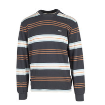 Obey Men&#39;s Navy Waffle Horizontal Striped Crew Neck L/S Sweater (S04B) - £16.74 GBP