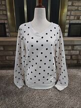 Old Navy Polka Dot Vneck Sweatshirt Womans Sz Small Retro Loungewear Rel... - $32.67