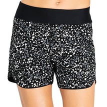 Lands End Black Gray Floral Quick Dry 5 inch Swim Board Shorts pockets size 16 - £22.06 GBP