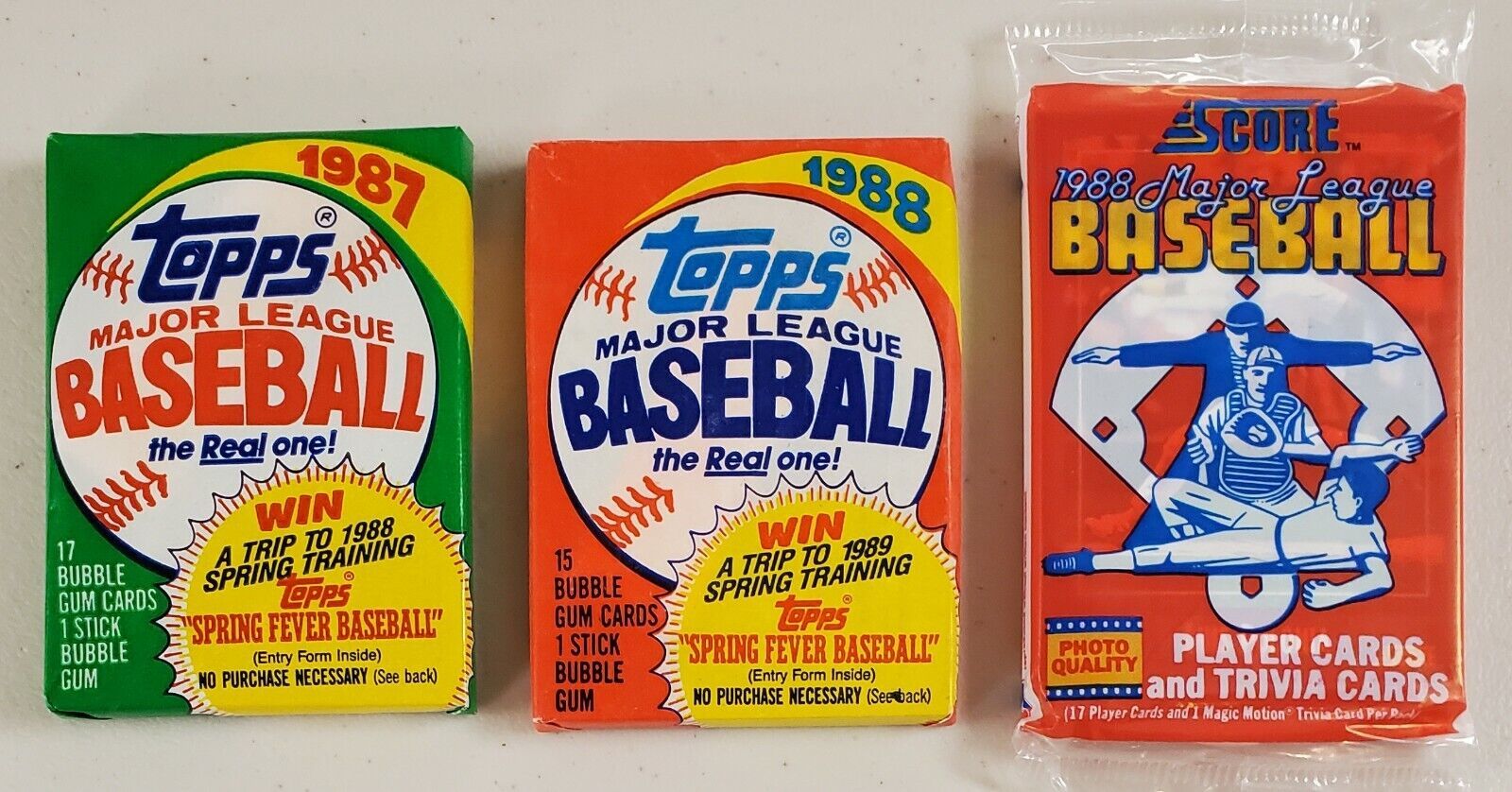 1987,1988 Topps & 1988 Score Baseball Lot of 3 (Three) Sealed Unopened Packs** - £12.17 GBP