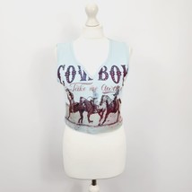 Urban Outfitters - BNWT - Cowboys Diamante Tank - Blue - Large - £12.05 GBP