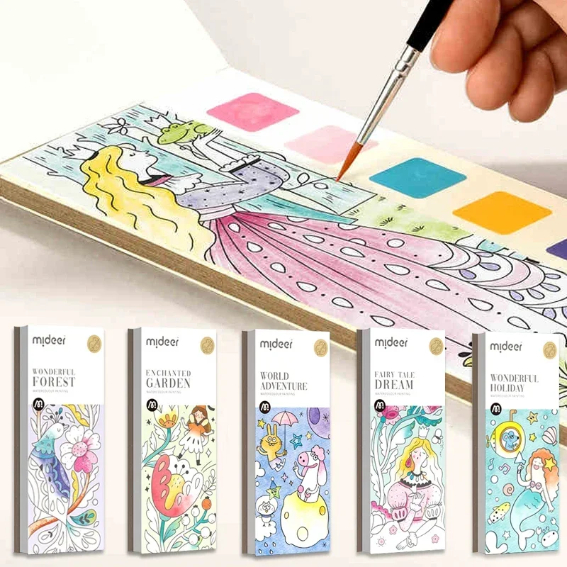 Mideer 6Colors 20Sheet Solid Watercolor Coloring Book Paint Set Water Color - £12.32 GBP