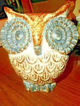 Earthenware or Ceramic Wide Eyed Owl Planter Macrame Hanger Holes In Pc 5 1/2&quot; - £30.17 GBP