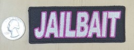  JAIL BAIT PURPLE IRON-ON / SEW-ON EMBROIDERED PATCH  4&quot; x 1.5&quot; - $4.99