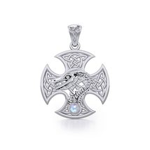 Jewelry Trends Celtic Knot Rainbow Moonstone Sterling Silver Pendant Necklace 18 - £76.71 GBP