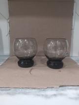 Vintage Smoke Grey Bubble Footed Highball Glass Set, 16 oz. Liquor Glasses, MCM - £13.99 GBP