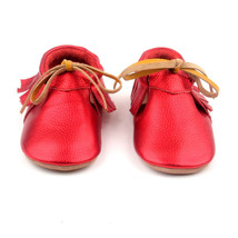 Starbie baby Moccasins metallic red baby shoes toddler moccasin girl shoe oxford - £7.16 GBP