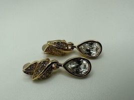 Vintage Gold Swarovski Crystal Dangle Earrings 3.8cm - £59.53 GBP
