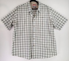 Wrangler Shirt Mens XL Green White Plaid Worn Classic Core Workwear Casual - £14.23 GBP