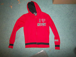 AC/DC rockware zipper hoodie juniors medium 7/9 I Heart AC/DC red &amp; black - £19.86 GBP