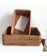 Rattan Storage Basket Brown Natural Rectangular Handmade Household Conta... - £25.85 GBP+