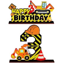 2 Pieces Construction Birthday Party Supplies Truck 3Rd Letter Sign Kids Constru - £15.97 GBP