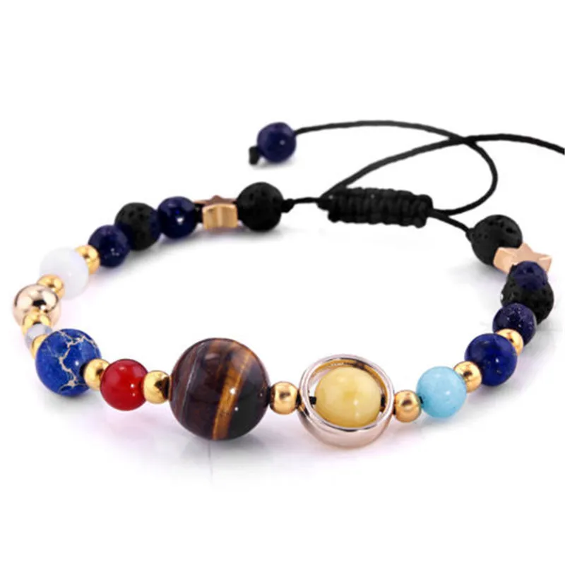 Cosmic Galaxy Solar System Bracelet Female Transfer Beads Eight Planets Natural  - £14.12 GBP