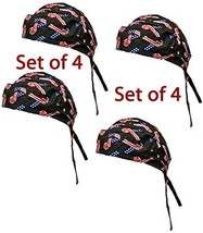 Buy Caps and Hats Doo Rag Set of 4 American Flag Food Service Skull Cap Head Wra - £12.67 GBP