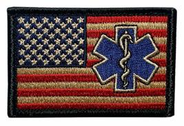 USA Flag Subdued EMT Medic EMS Paramedic Patch (3.0 X 2.0 Hook&quot; Fastener -MF15) - £7.14 GBP