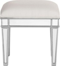 Dressing Stool Contemporary Tapered Legs Silver Clear Cotton Linen Solid Wood - £464.26 GBP