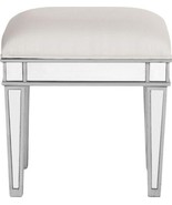 Dressing Stool Contemporary Tapered Legs Silver Clear Cotton Linen Solid... - £464.26 GBP