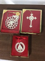 Lenox 2002 Annual Pierced Cross Ornament in Box 2004 Gloria and xmas Tree round - $39.95