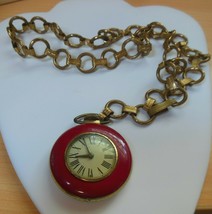 Antique E. Ingraham Company Red W/Gold Tone Trim Roman Num. Pocket Watch... - $64.35