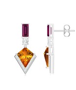 Kicky and Perky Sterling Silver Rhodolite Garnet, Citrine Drop Earring J... - $127.66 CAD