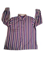Foxcroft Button Shirt Top Blouse Size 16 Womens Multicolor Striped Fitted Boho - £18.13 GBP