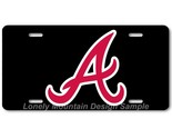 Atlanta Braves Inspired Art on Black FLAT Aluminum Novelty Car License T... - $17.99