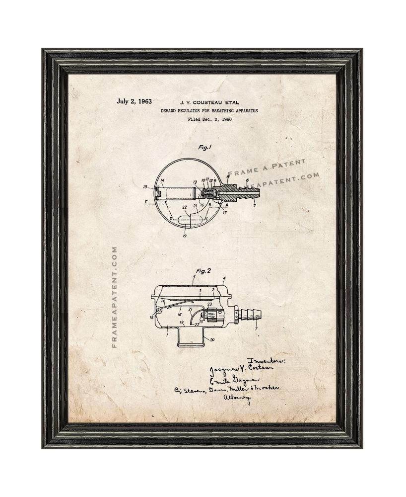 Jacques Cousteau Demand Regulator For Breathing Apparatus Patent Print Old Look  - £20.06 GBP - £88.43 GBP