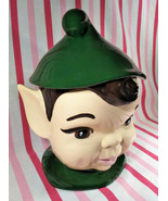 Charming 1960&#39;s Large 12&quot; Pixie Elf Green Hat Ceramic Cookie Jar by Holl... - $134.03 CAD