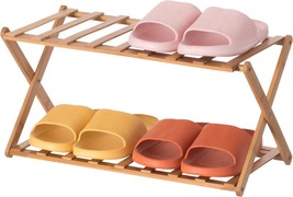 Basicwise Bamboo Foldable Shoe Rack, Free Standing Shoe Organizer Storag... - $35.97