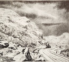 1939 Harry Wickey Hudson Highlands Under Snow Railroad Print Treasury Collection - £59.74 GBP