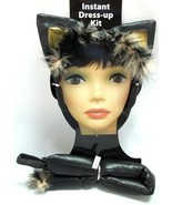 Vinyl Kitty Ears Tail Black Cat Set Halloween Costume Instant Kit - £10.26 GBP