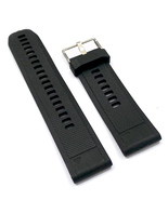 22mm Pu Rubber Black Watch Band Strap With Silver Buckle - £11.76 GBP