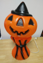 Vtg Empire 1969 Halloween Blow Mold Pumpkin Hat On Hay Stack Jack O' Lantern - $65.00