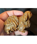 Vintage Hand Carved Wood Sculpture Art Wooden Carving Pekingese Dog Statue - $1,175.68 MXN