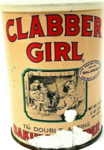 Clabber Girl Vintage 24 Oz Can Baking Powder Empty  5.25&quot; x 4&quot; - £10.02 GBP