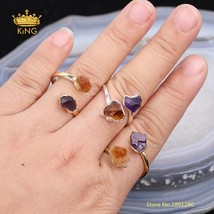 5pcs Faceted Quartz Rings Jewelry,Bulk Natural Quartz Raw Crystals Beads Double  - £38.38 GBP