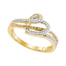 10kt Yellow Gold Womens Round Yellow Color Enhanced Diamond Heart Ring 1/5 Cttw - £206.23 GBP