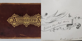 1885 antique AUTOGRAPH ALBUM morris il PERRY A. JOHNSON spencerian art g... - £98.75 GBP