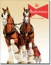 Budweiser Clydesdale Team Horse Anheuser Busch Bud Lager Beer Alcohol Metal Sign - £15.99 GBP