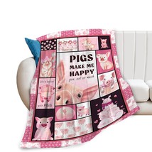 Cute Pig Flannel Blanket For Girl Boy Pigs Throw Blanket Super Soft Fleece Cozy  - £31.92 GBP