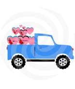 Hearts with Truck 7H-Digital Clipart-Art Clip-Gift Cards-Banner-Gift Tag... - £0.98 GBP