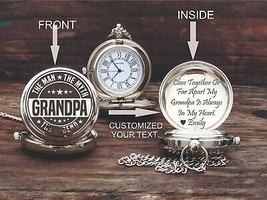 Engraved Brass Pocket Watch - Personalized Gift For Grandpa - Gifts For ... - £18.03 GBP+
