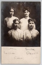 RPPC Luverne MN Cass Family Daughters Cousins Four Lovely Women Postcard H28 - £15.10 GBP