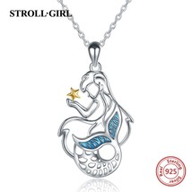 925 Sterling silver beautiful Elf pendant chain zircon angel little girl... - $47.52