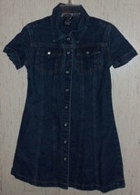 EXCELLENT GIRLS GAP PEARL SNAP DISTRESSED BLUE JEAN DRESS   SIZE XS (4) - $23.33