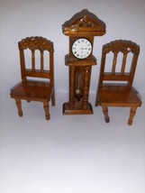 House of Miniatures Dollhouse Grandfather Clock and 2 Chairs Assembled  - £22.01 GBP