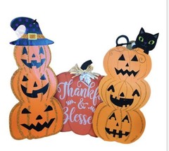 Fall Decor #3 Hanging wood Signs~3 Stack Pumpkin/Thankful &amp; Blessed- NEW - £18.57 GBP